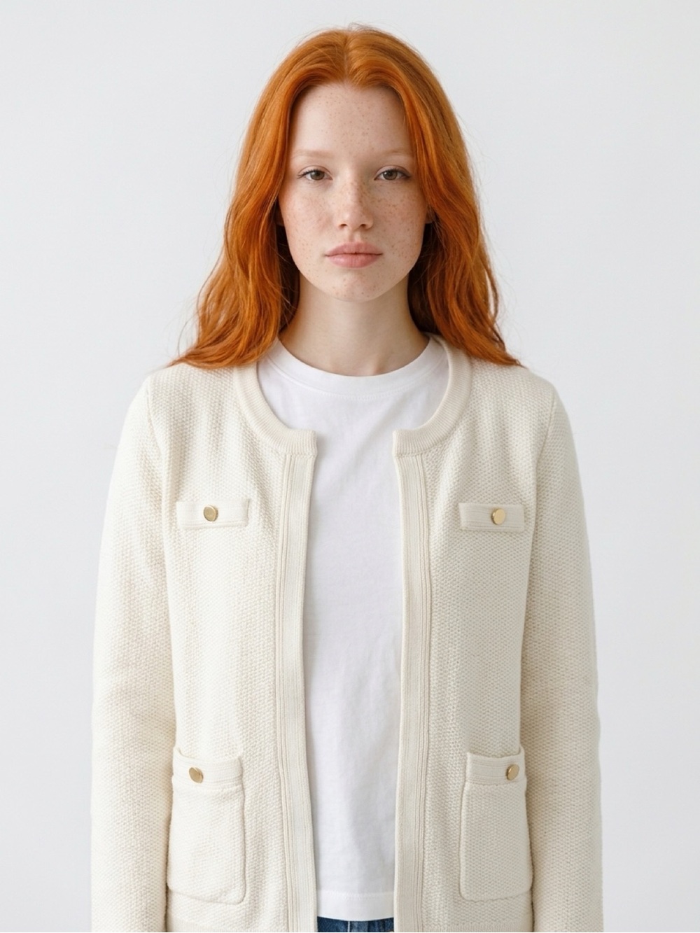 100% Cotton Banana Republic Cream Knit Cardigan